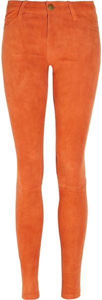 Current/Elliott The Ankle Skinny Low-rise Suede Jeans - Lyst