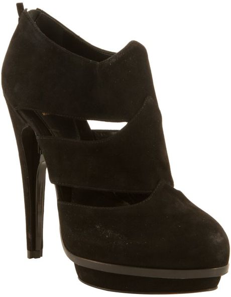Fendi Black Suede Cutout Platform Booties in Black - Lyst