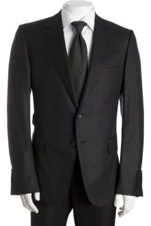 Gucci Black Diamond Wool-silk 2-button Suit with Flat Front Pants - Lyst