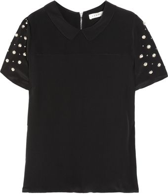 Sandro Estrella Beaded Silk Top - Lyst