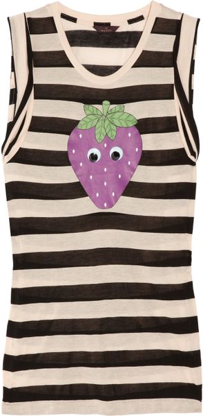 Mulberry Appliquéd Striped Modal Tank in Black - Lyst