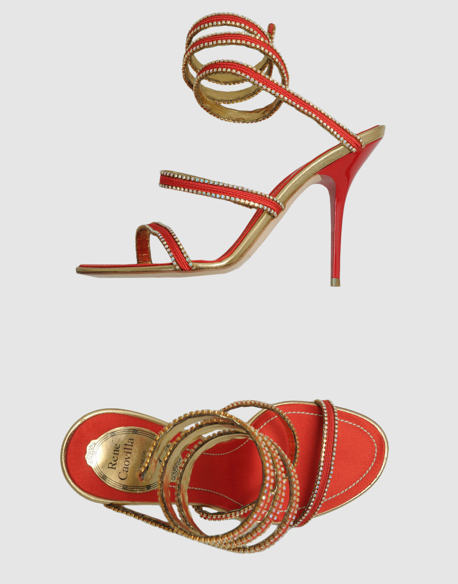 Rene Caovilla Highheeled Sandals in Red | Lyst