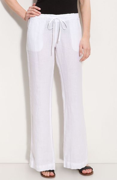 white drawstring pants