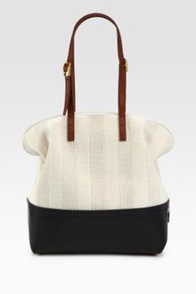Fendi Pequin Maxi Woven Straw & Leather Shoulder Bag - Lyst