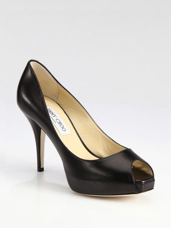 Atom Leather Peep Toe Platform Pumps 