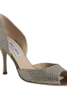 Jimmy Choo Silver Glitter Logan Dorsay Pumps - Lyst