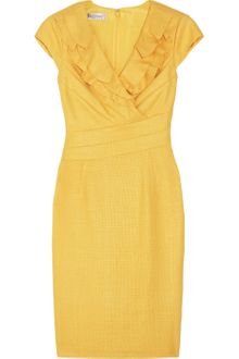 Kay Unger Ruffle Woven-silk Dress - Lyst