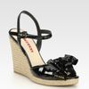 Prada Patent Leather Espadrille Wedge Sandals in Black - Lyst