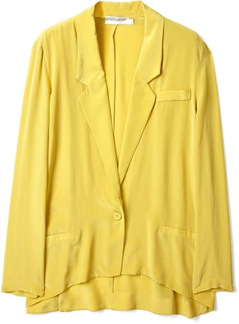  Limonata Yellow Silk Swing Oversized Blazer 