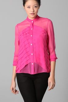 Adam Pleated Long Sleeve Blouse - Lyst