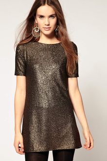 River Island Metallic Shift Dress - Lyst