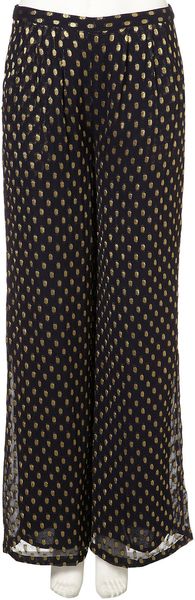 Topshop Navy and Gold Spot Wide Leg - Lyst