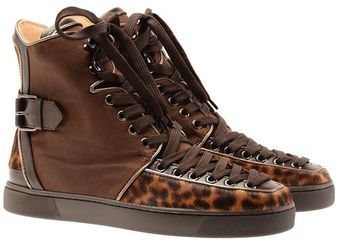 Christian Louboutin Calf Hair and Leather Hi-top Trainers - Lyst