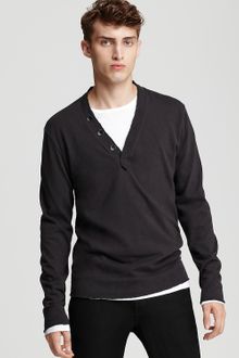 Converse Black Canvas Deep V Neck Henley Sweater - Lyst