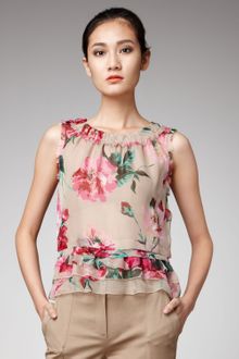 Dolce & Gabbana Peony-print Chiffon Top - Lyst