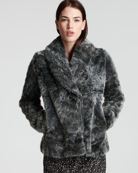 French Connection Faux Fur Jacket in Gray (grey mix) - Lyst