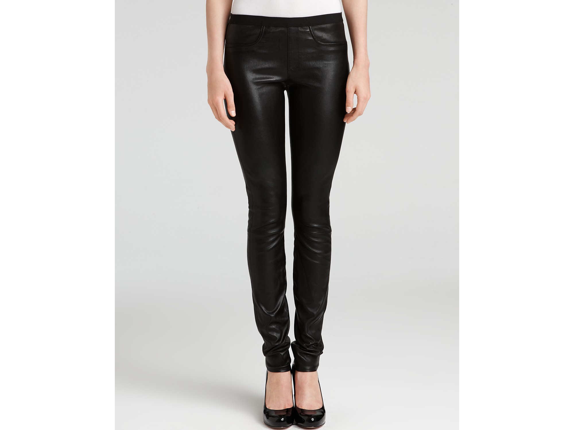Helmut Lang Skinny Stretch Leather Pants in Black | Lyst