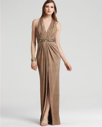 Hoaglund New York Metallic Halter Gown - Lyst