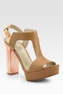 Kors By Michael Kors Vernon Leather T-strap Platform Sandals - Lyst