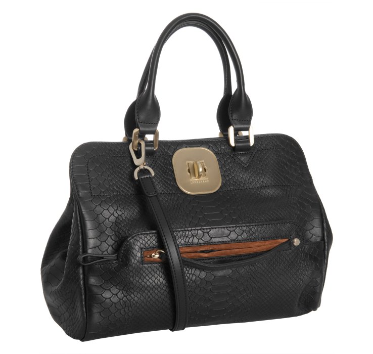 Longchamp Black Croc Embossed Leather Gatsby Handbag in Black | Lyst