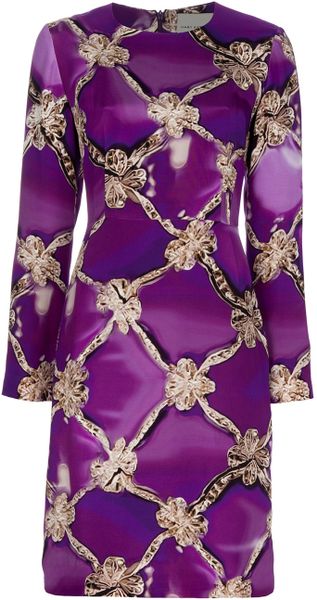 Mary Katrantzou Bow Print Dress in Purple (pink) - Lyst