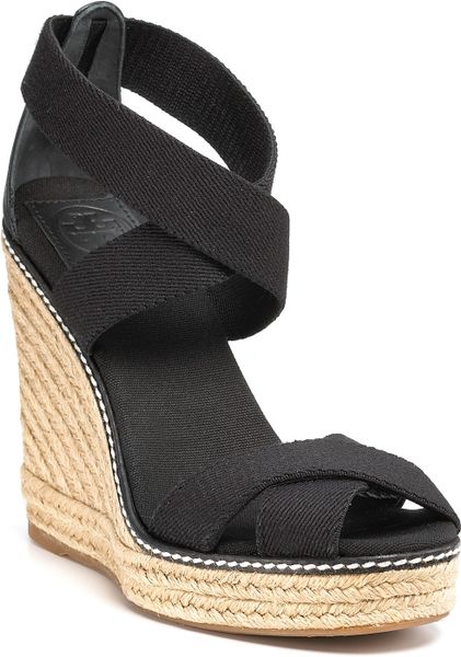 Tory Burch Espadrilles  Adonis Elastic High Wedge in Black - Lyst
