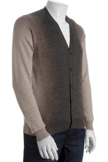 Prada Smoke Ombre Cotton Button Front V-neck Cardigan - Lyst