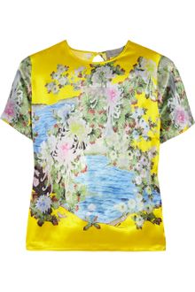 Preen Kimono Printed Silk-satin Top - Lyst