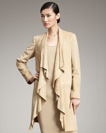  Ruffle Suede Long Jacket 