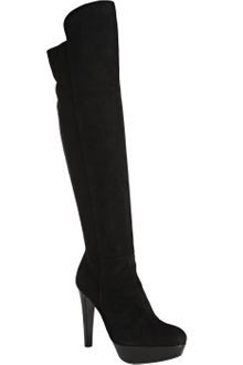 Stuart Weitzman Black Suede Vigor Tall Platform Boots - Lyst