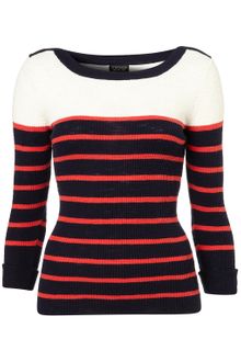 Topshop Knitted Stripe Rib Slash Top - Lyst