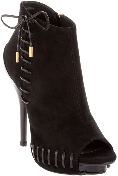 Versace Peep Toe Ankle Boot in Black - Lyst