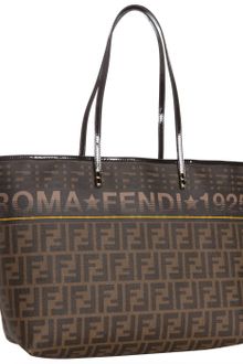 Fendi Brown Zucca Canvas Print Roll Medium Bag - Lyst