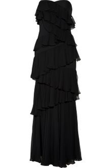 Notte By Marchesa Ruffled Strapless Silk-chiffon Gown - Lyst