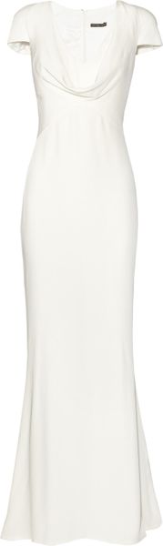 Alexander Mcqueen Cowlneck Silkcrepe Gown in White - Lyst