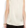 Chloé Pussybow Silksatin Top in Beige (oyster) - Lyst