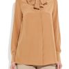 Chloé Pussybow Silk Blouse in Beige (terracotta) - Lyst