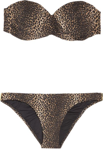 Melissa Odabash Martinique Twisted Bandeau Bikini in Animal - Lyst