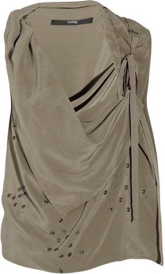 Cut25 Draped Silk-crepe Top - Lyst