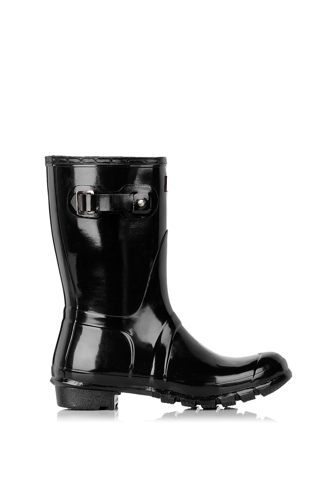 black gloss short hunter boots