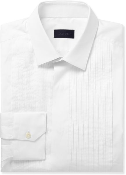 Lanvin Pleated Bibfront Tuxedo Shirt in White for Men - Lyst