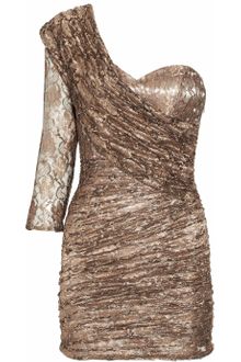 Rare Opulence Ruched Metallic-Lace Dress - Lyst