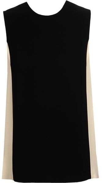Stella Mccartney Bicolour Crepe Tank with Ruffled Back in Black (black white) - Lyst