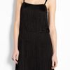 Theory Black Palonia Fringed Silk Dress in Black - Lyst