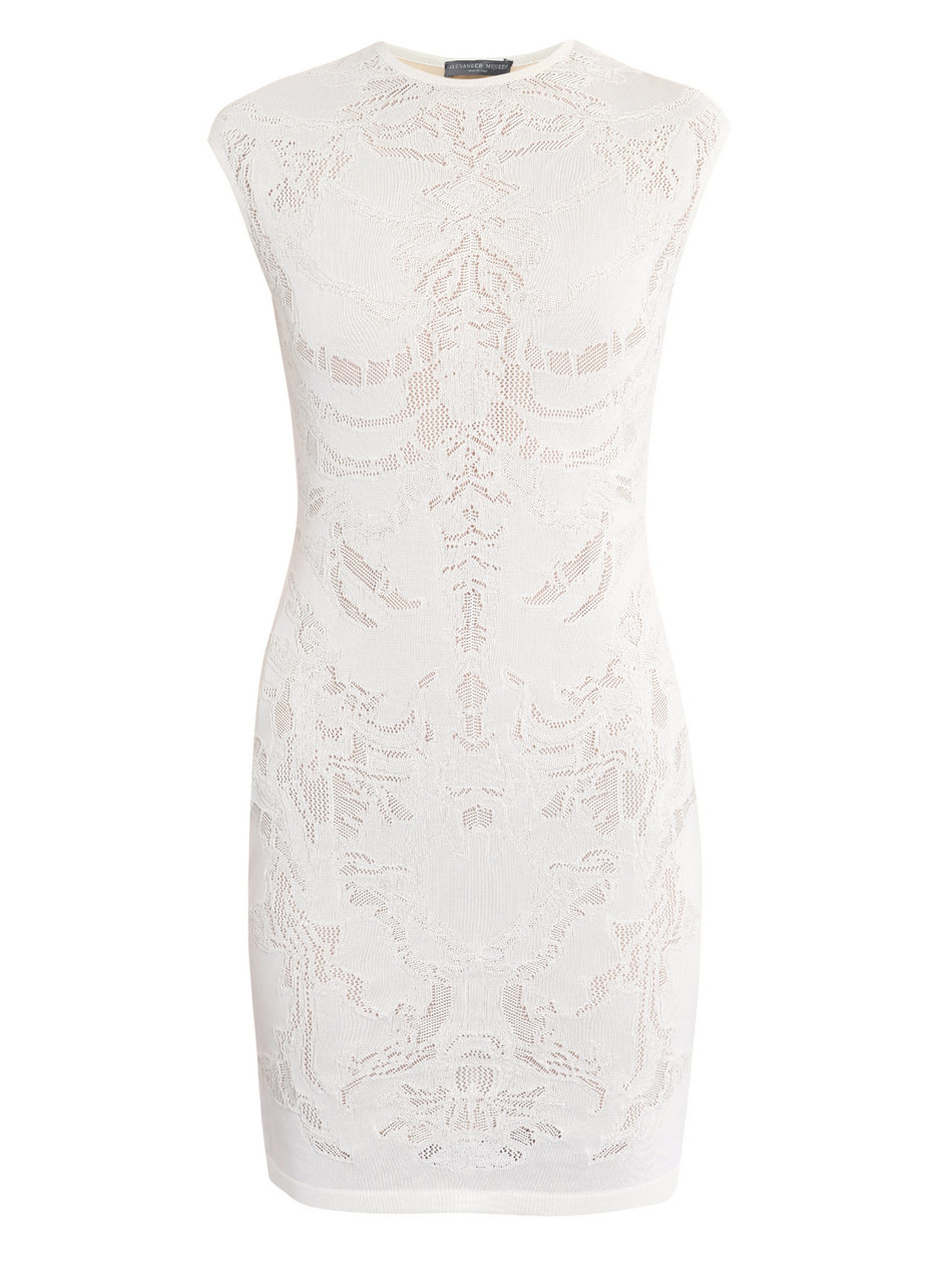 Alexander Mcqueen Engineered Lace Dress in White Lyst