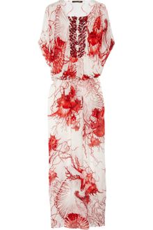 Roberto Cavalli Shell-Print Silk-Chiffon Kaftan - Lyst