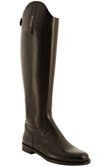 Gucci Black Leather Beatriz Riding Boots - Lyst