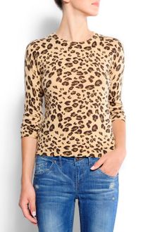 Mango Animal Print Knit Sweater - Lyst