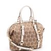 Michael By Michael Kors Medium Bedford Satchel Monogram in Beige - Lyst