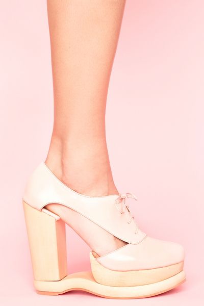 Nasty Gal Benched Cutout Platform in White (pink) - Lyst